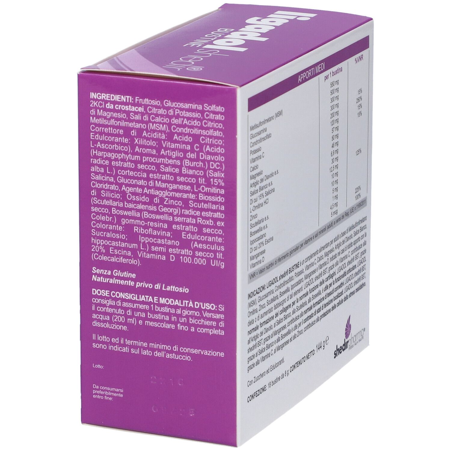 Ligadol Shedir 18 Bustine 144 G