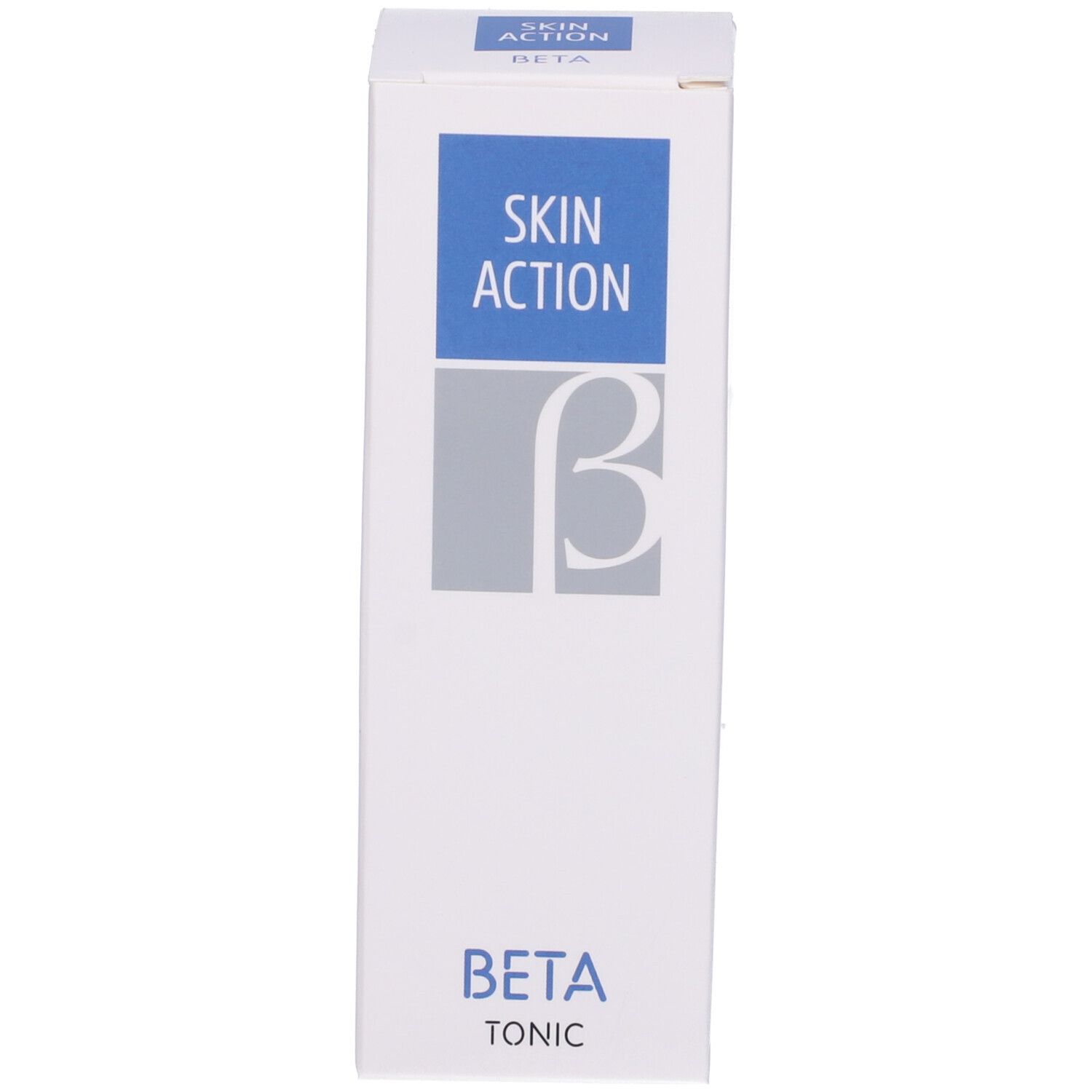 Confezione bianca con etichetta blu SKIN ACTION e BETA TONIC.