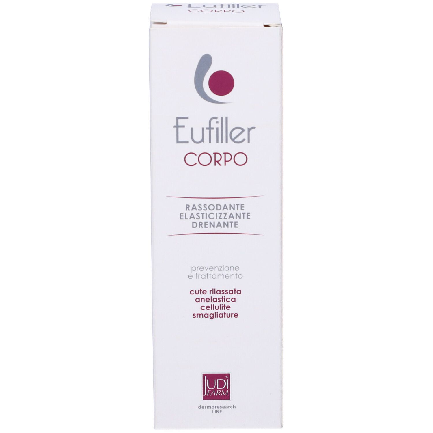Scatola. Scritta: Eufiller Corpo, con logo. Testo: RASSODANTE ELASTICIZZANTE DRENANTE.