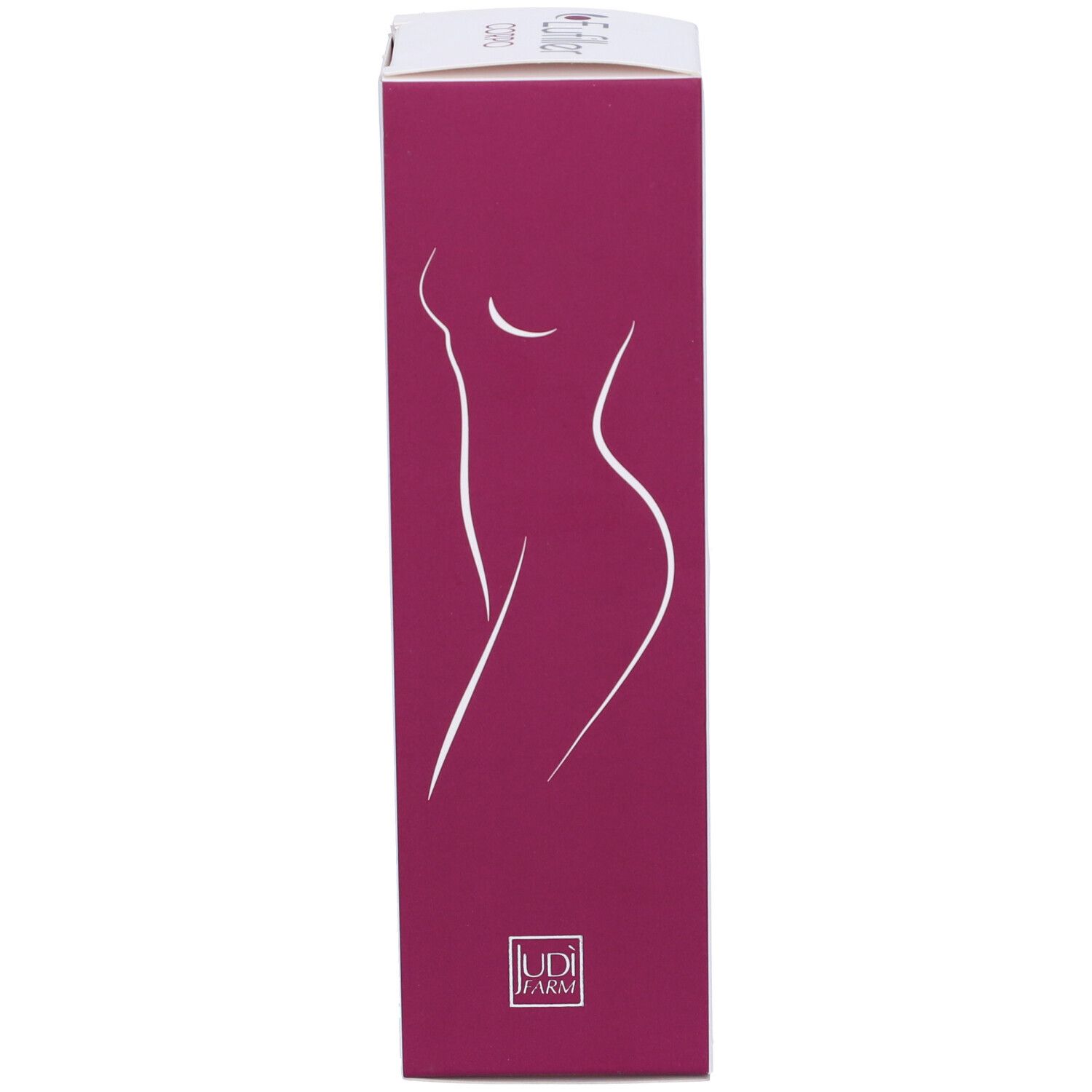 Scatola con contorno di donna. Scritta: Judi Farm.