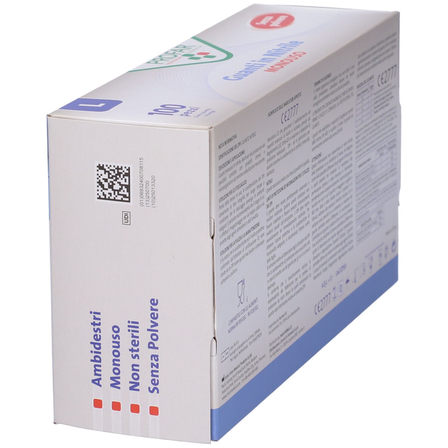 Scatola da 100 guanti monouso in nitrile blu, taglia L.