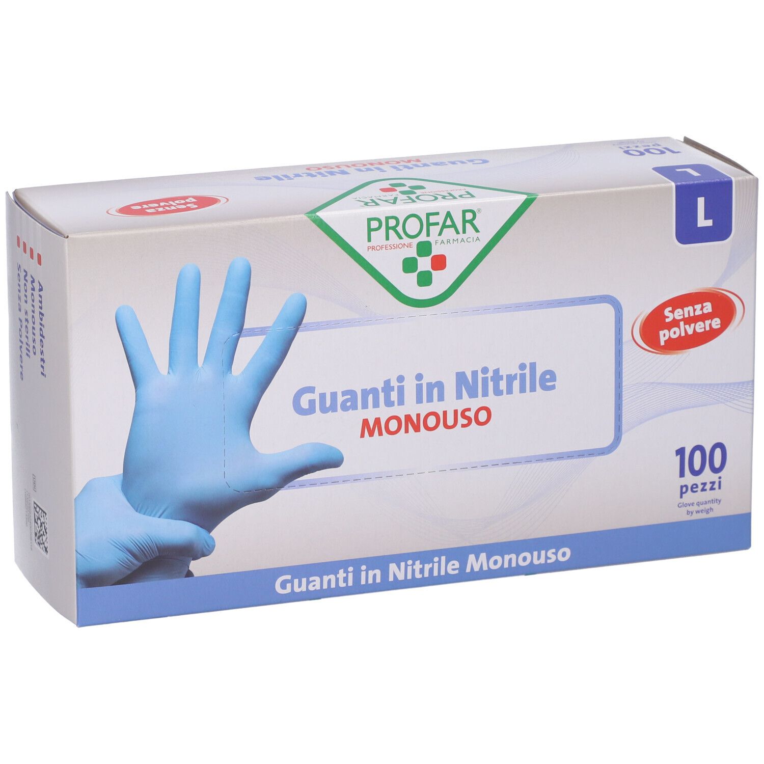 Scatola da 100 guanti monouso in nitrile blu, taglia L.