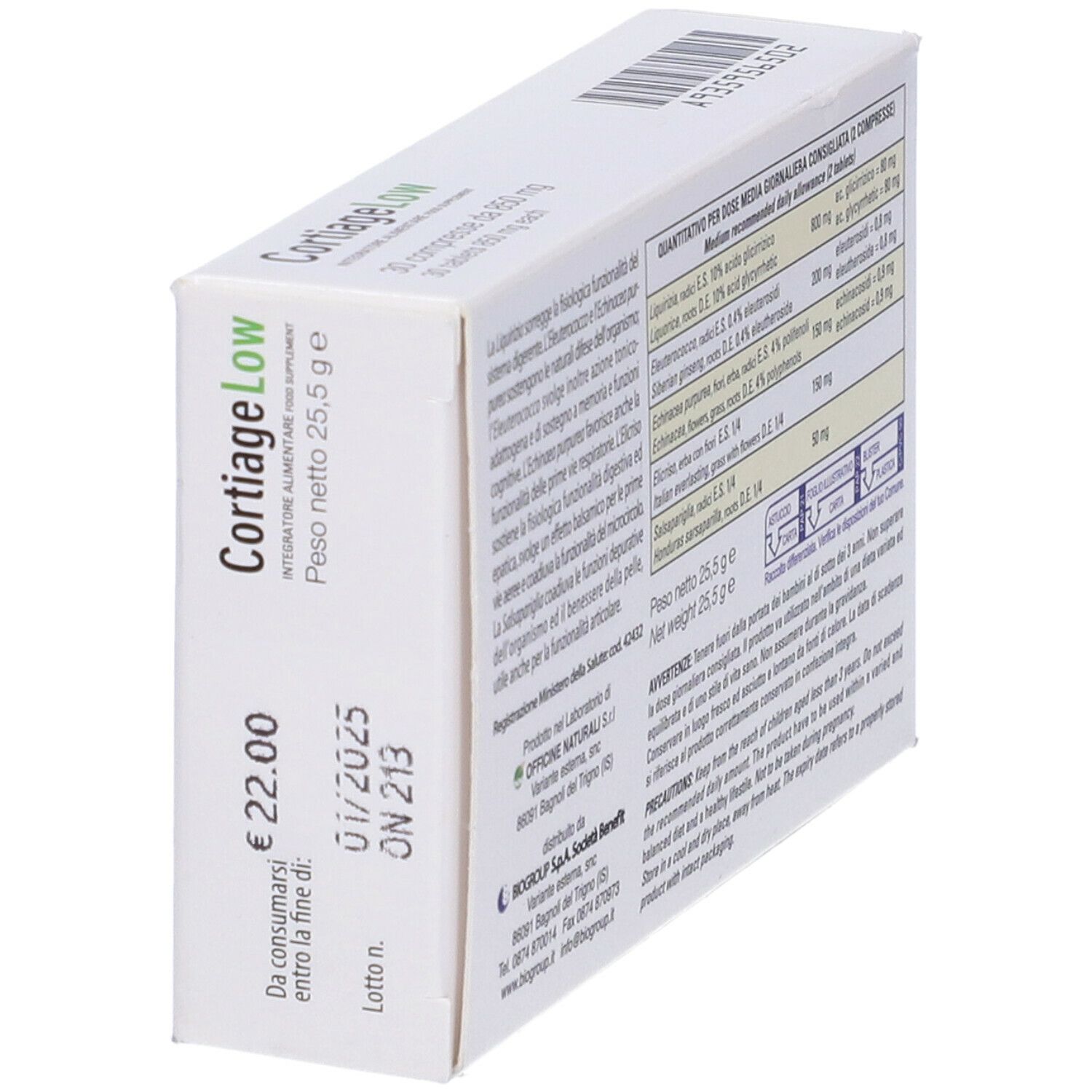 CORTIAGE LOW 30CPR 850MG
