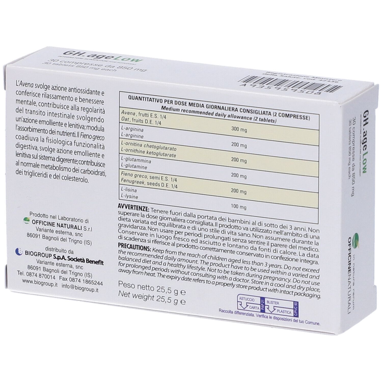 Gh Age Low 30 Compresse 850 Mg