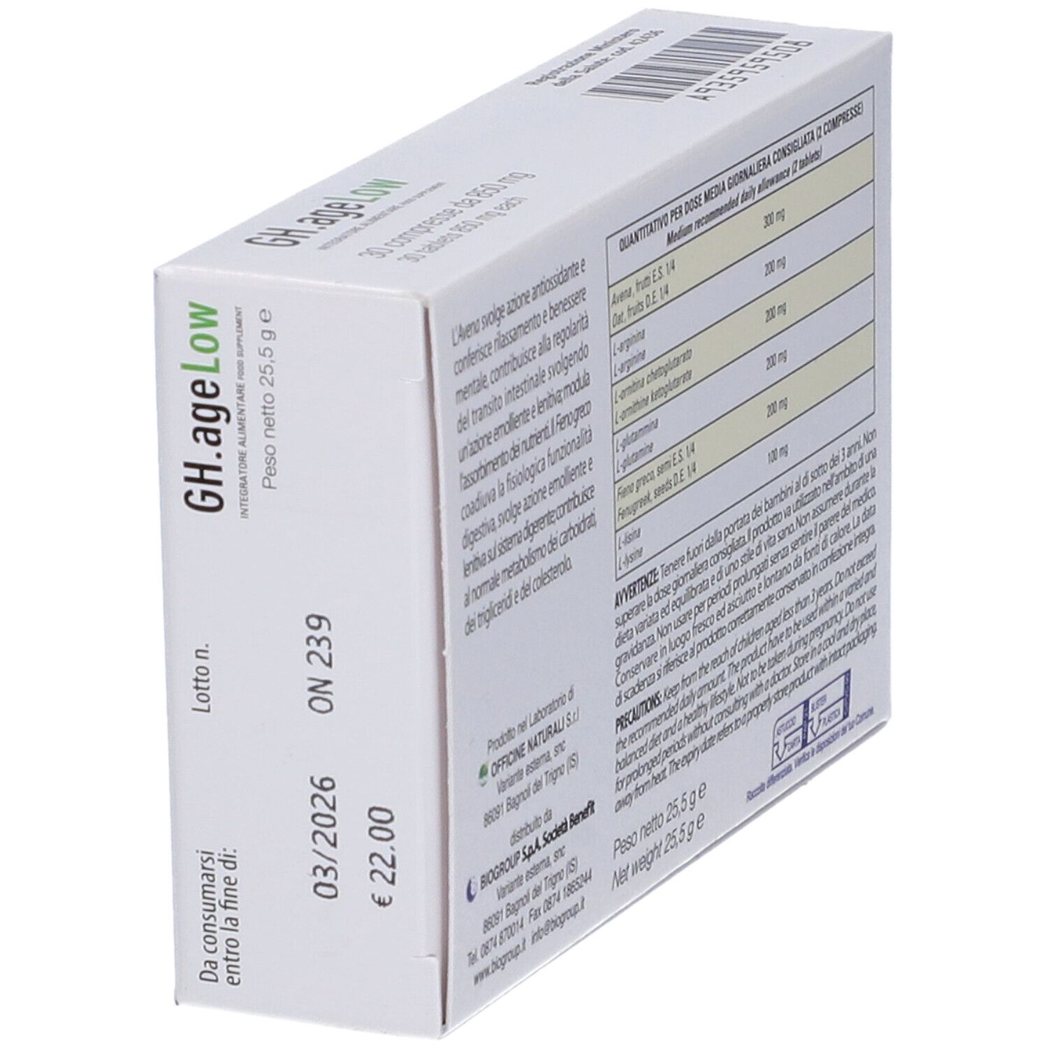 Gh Age Low 30 Compresse 850 Mg
