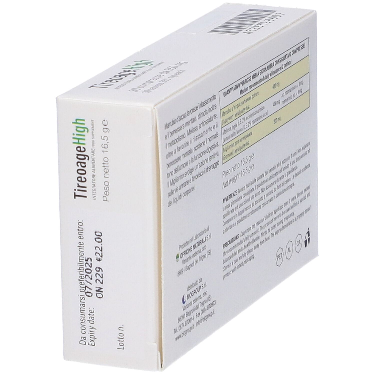 Tireoage High 30 Compresse 550Mg