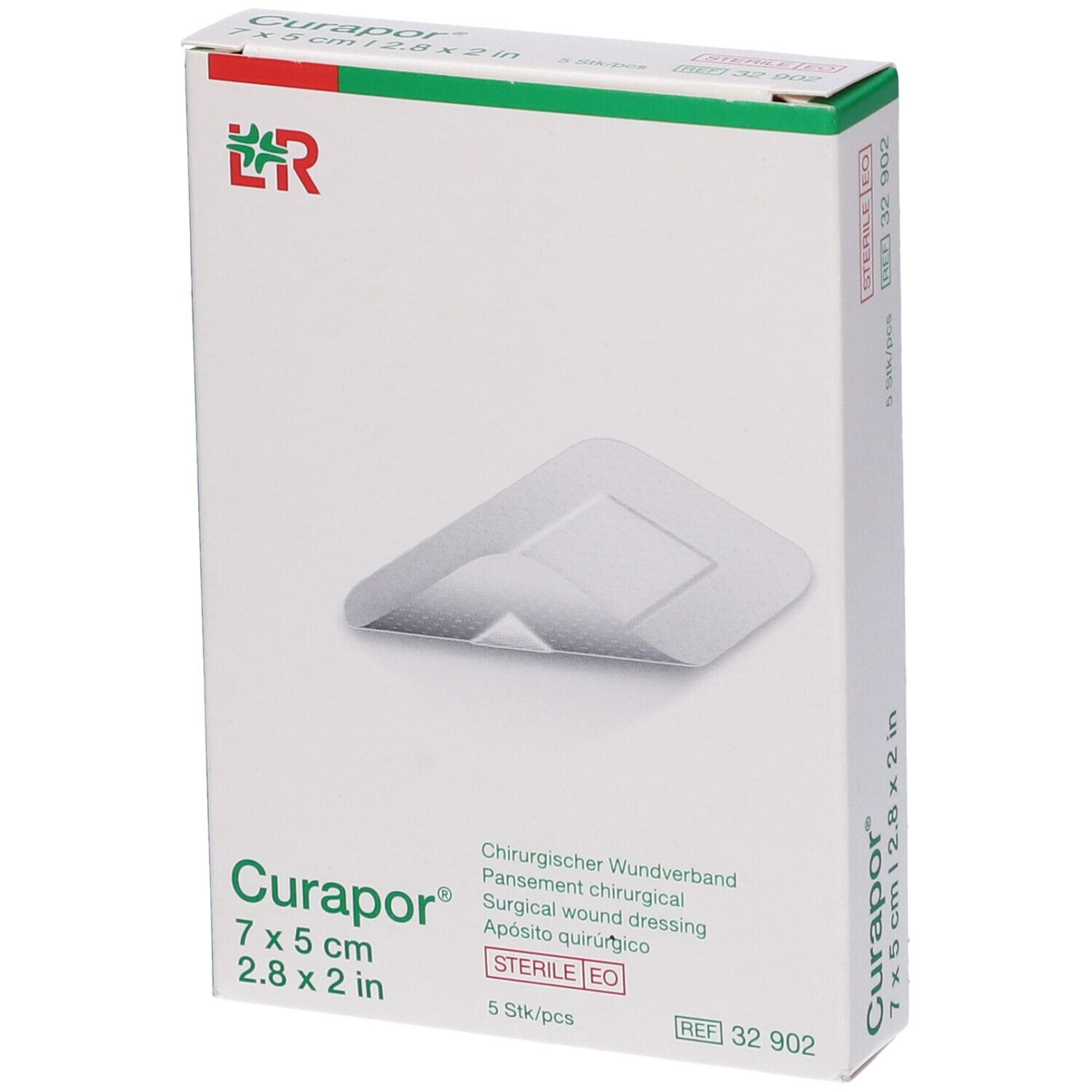 Cerotto Traspirante Sterile 7X5Cm Curapor Con Cuscinetto Centrale 4X2,5Cm Con Adesivo Poliacrilico 5 Pezzi