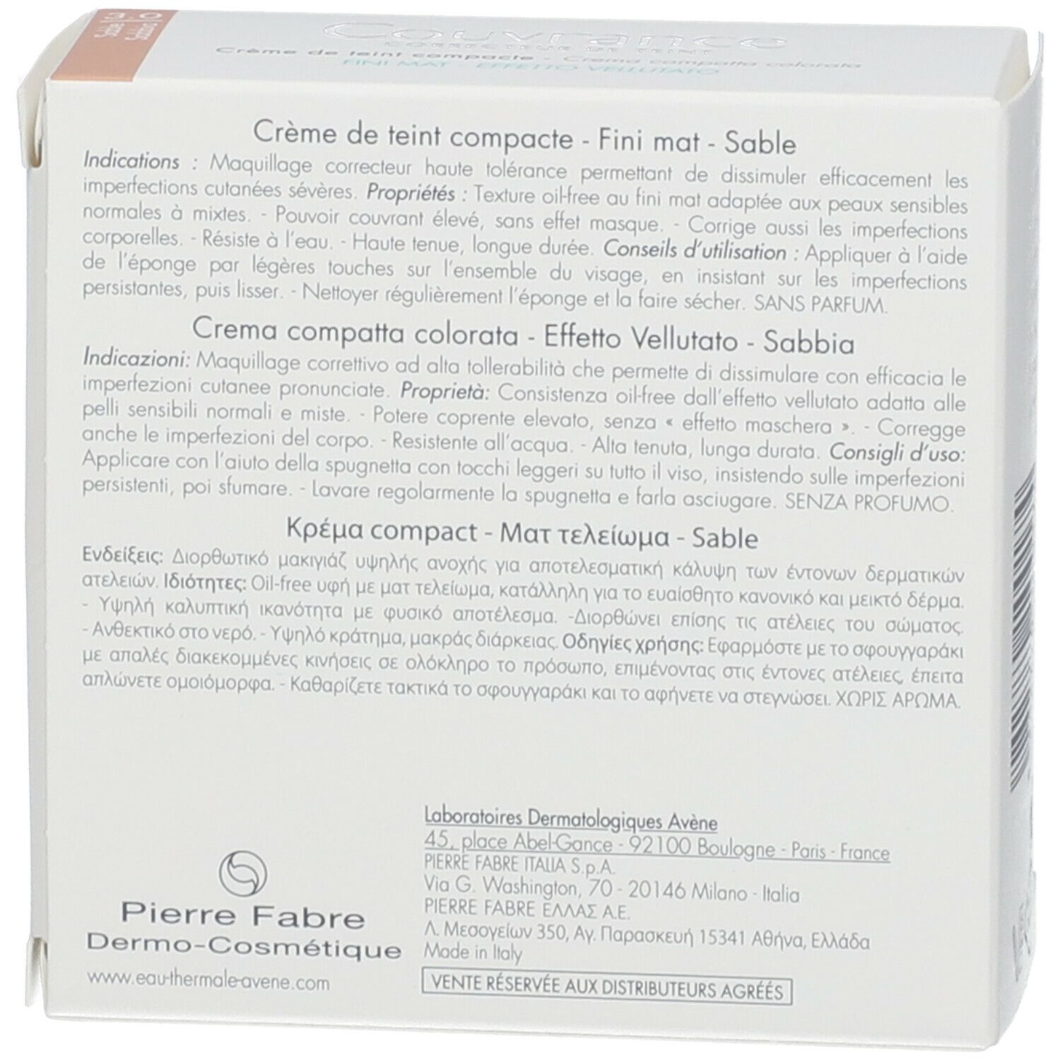 Avène Couvrance Crema Compatta Colorata Effetto Vellutato 3.0 Sabbia