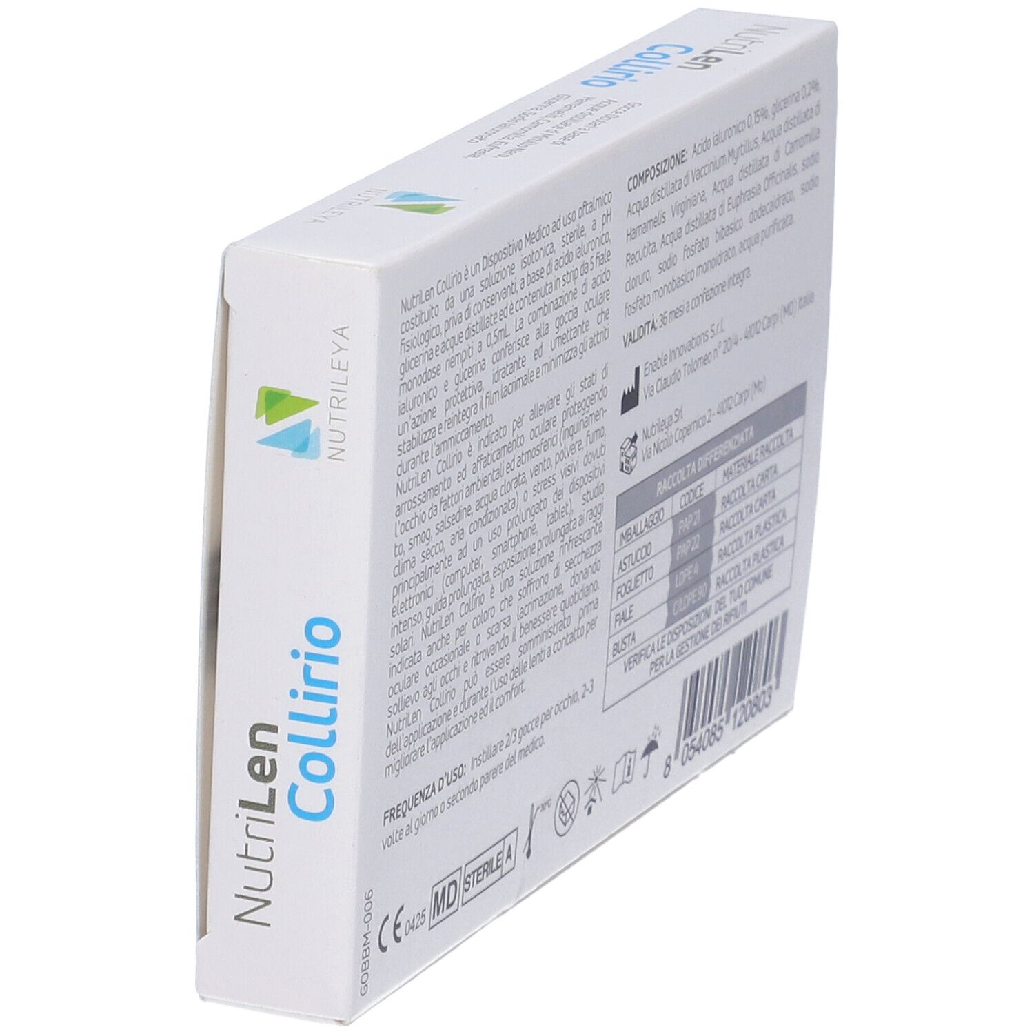 Confezione di gocce oculari NutriLen Colirio, 10 flaconcini monodose da 0,5 ml.