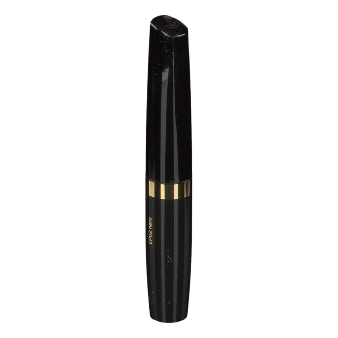 Contenitore eyeliner nero con fascia oro. Strisce verticali. Marchio: EuPhidra.
