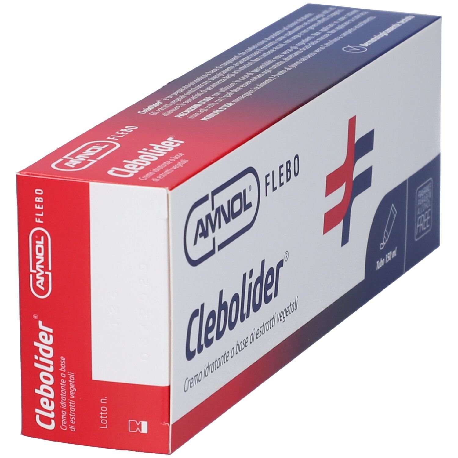 Confezione Clebolider Crema, vista laterale con informazioni sul prodotto.