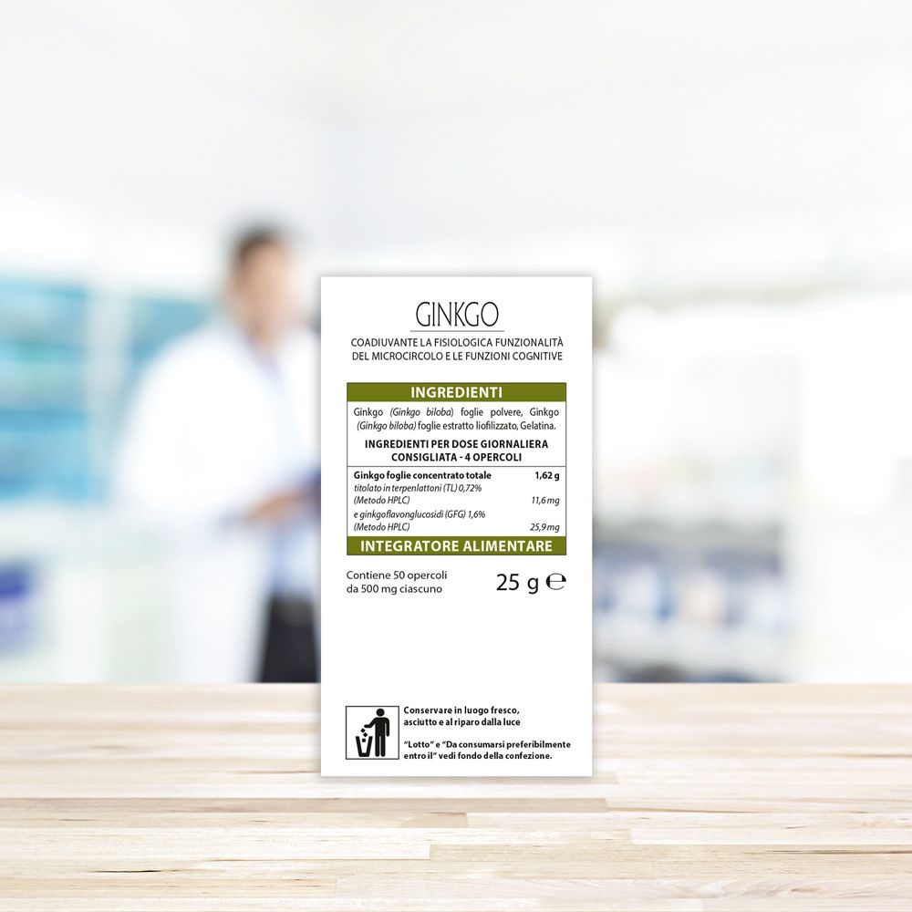 Retro della scatola bianca. Testo: Ingredienti, 25 g, Integratore Alimentare.