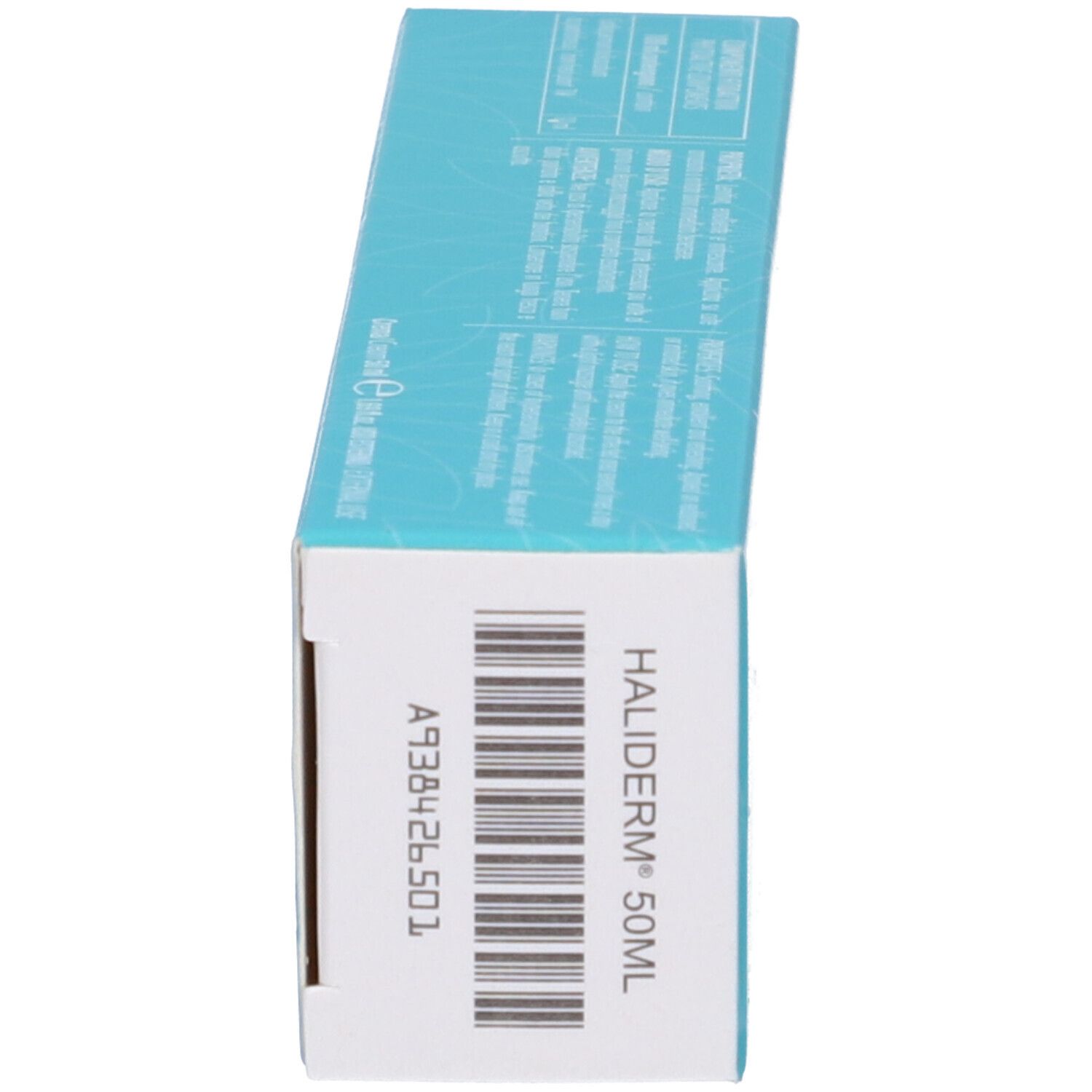Lato della scatola Fitobios Haliderm Crema. Codice a barre e informazioni sul prodotto. Testo: Haliderm 50ml.