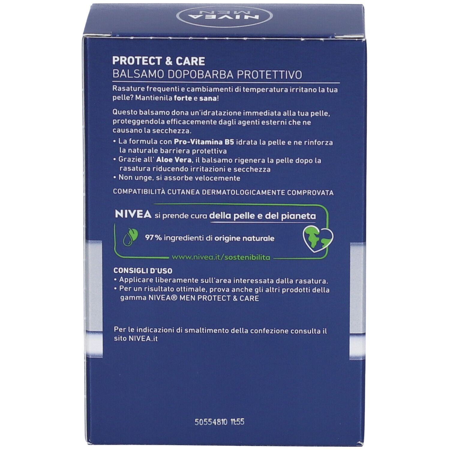 Nivea Men Protect & Care Balsamo Dopobarba Protettivo 100 ml, Dopobarba idratante per pelli secche