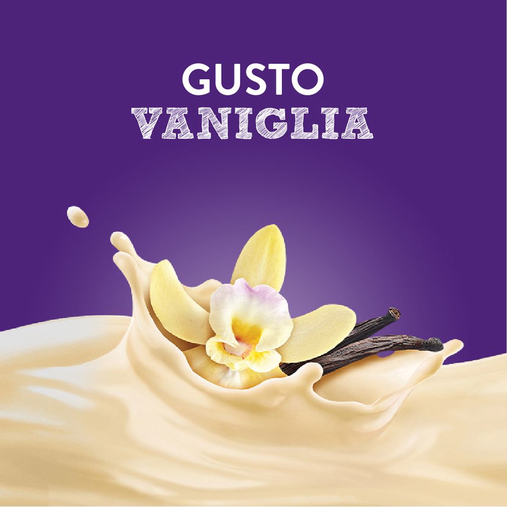 PediaSure gusto Vaniglia: Fiore di vaniglia e bacche di vaniglia in liquido cremoso.