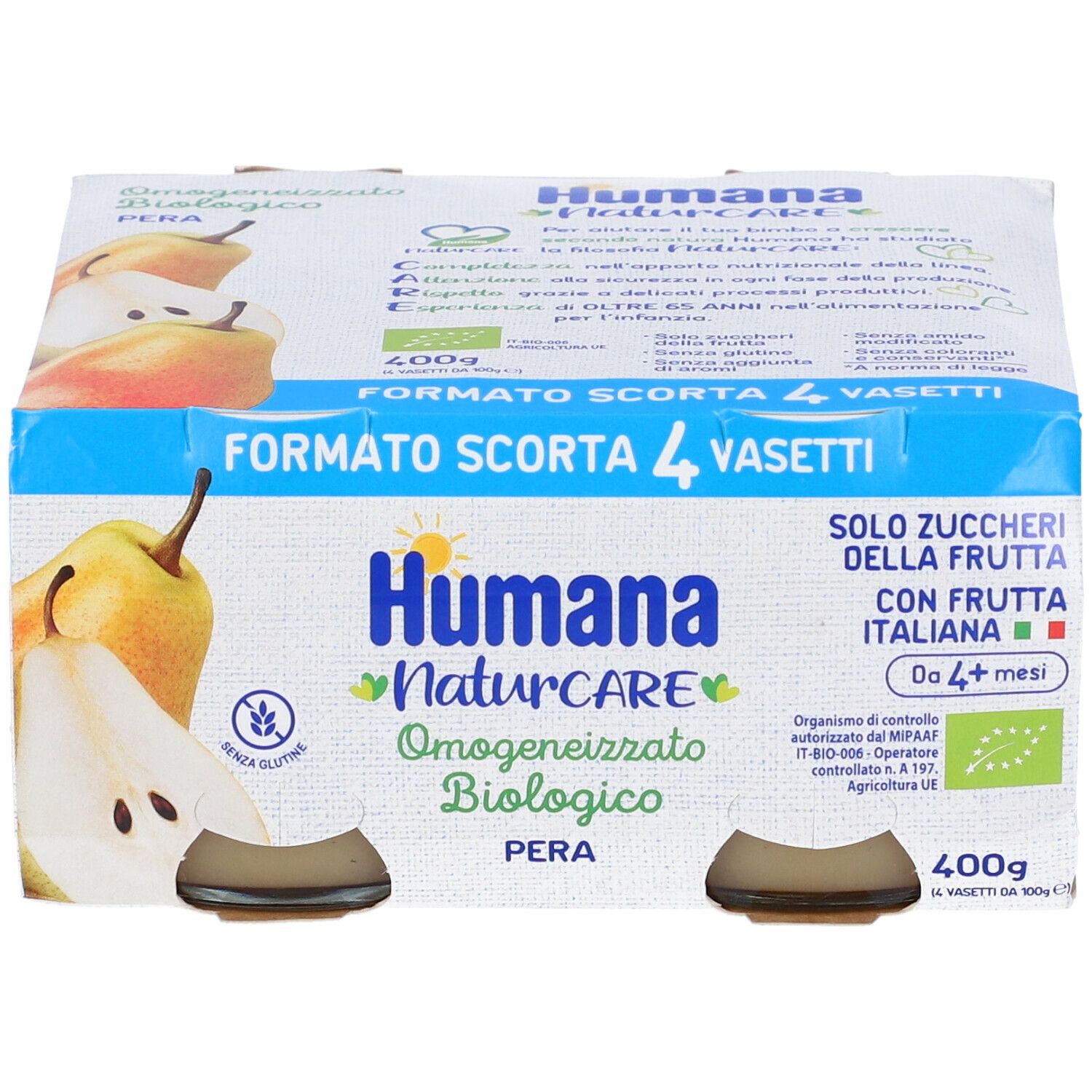 Humana Omogeneizzato Biologico Pera 4x100 g