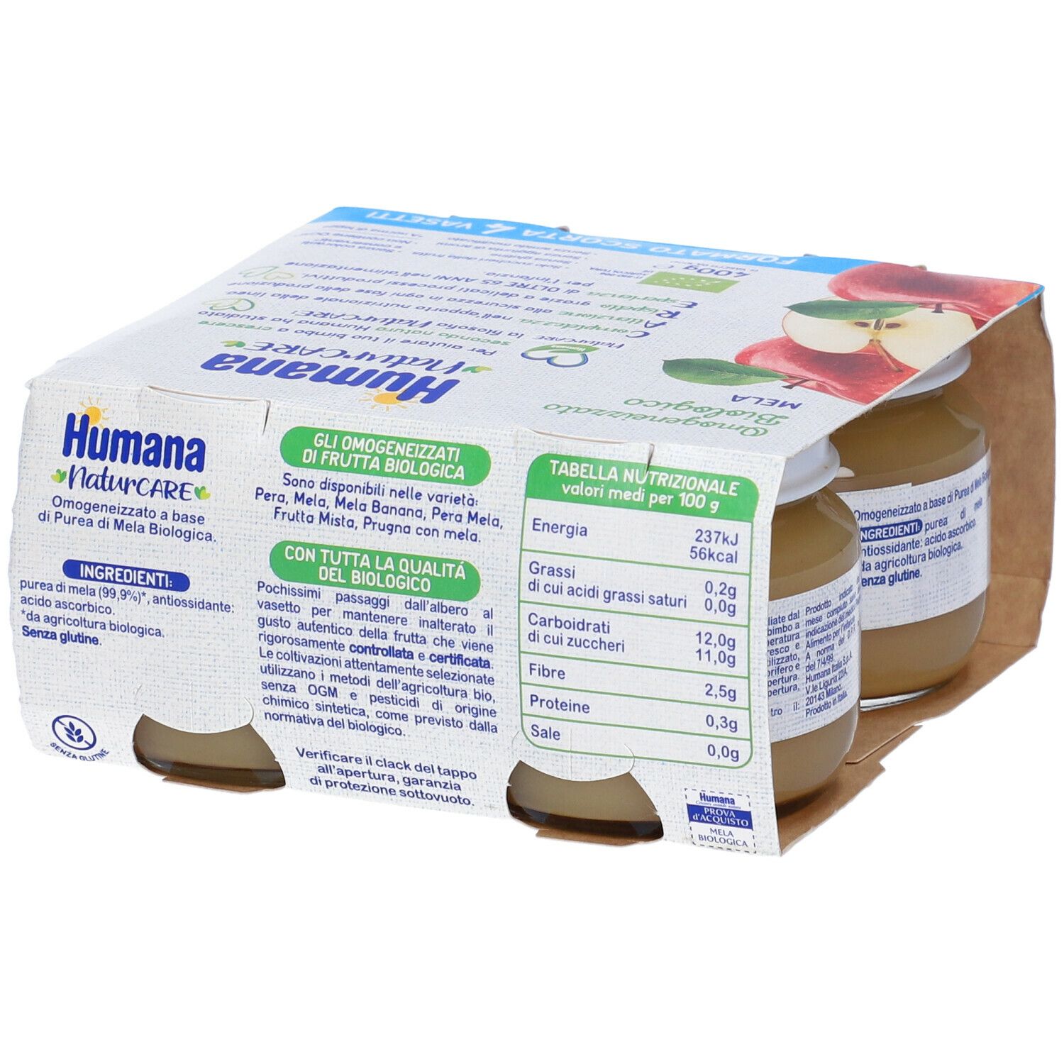 Humana omogeneizzato biologico pera 4x100g - Bimbostore