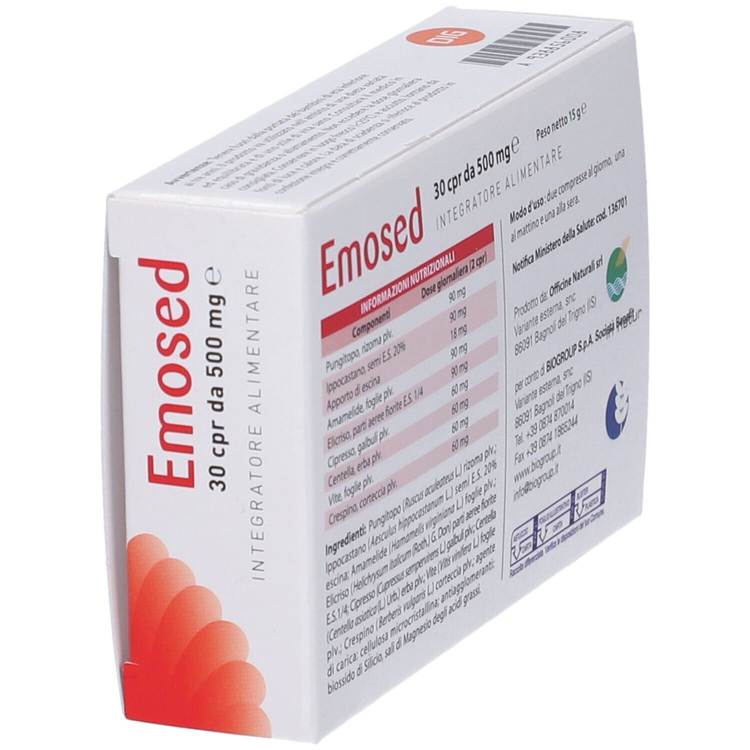 Emosed 30 compresse da 500 mg, integratore alimentare.