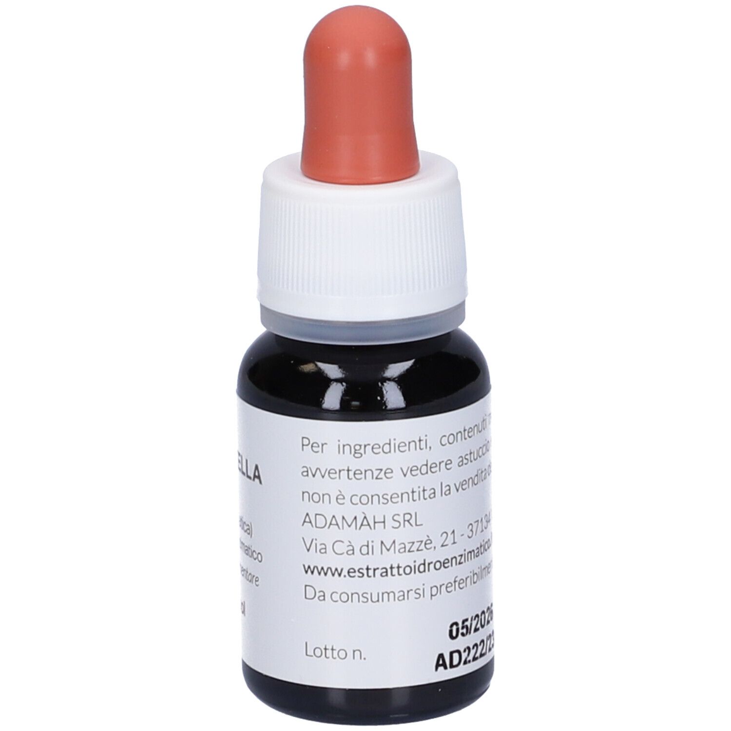 Flacone di vetro marrone con contagocce. Scritto: EIE Centella, (Centella asiatica), no-alcool. 30 ml. Indirizzo del produttore.