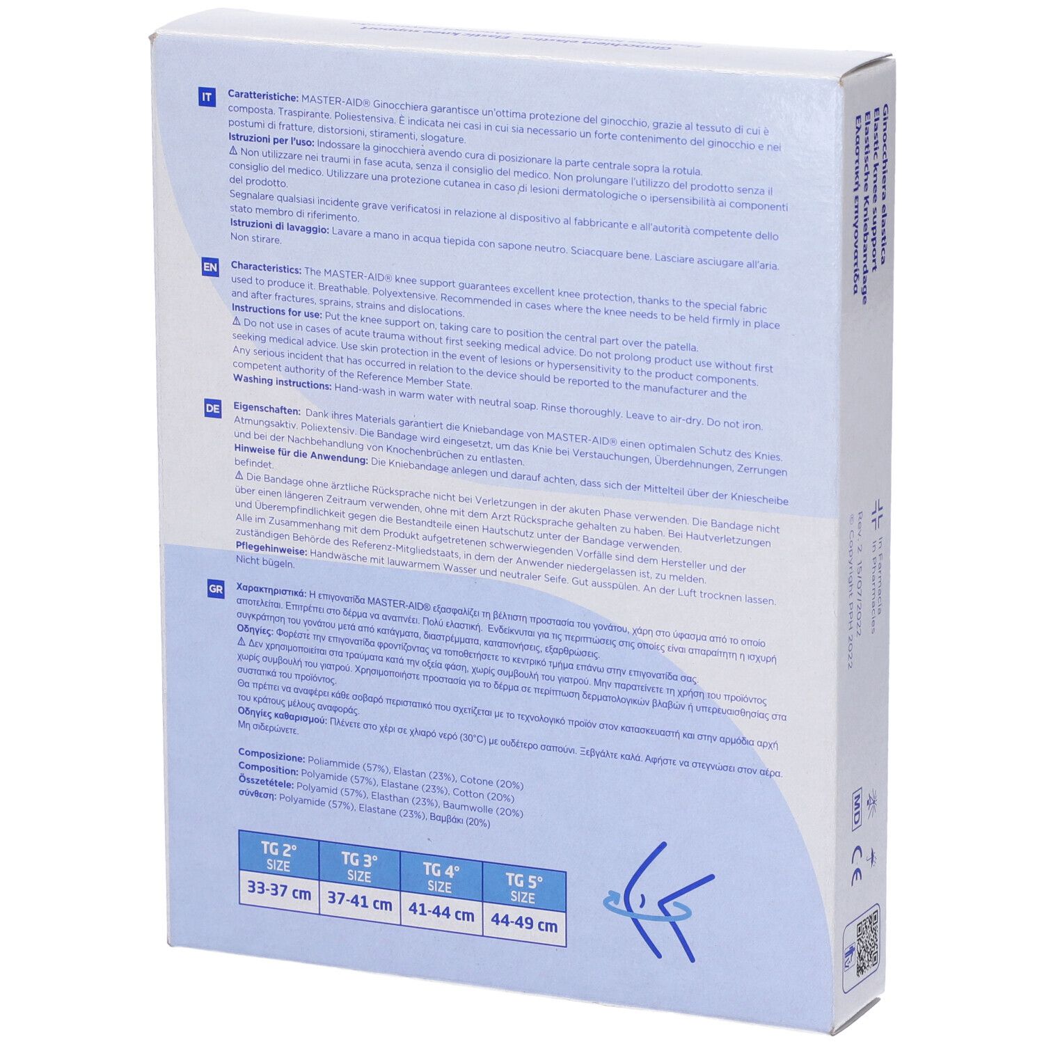 Ginocchiera Elastica Master-Aid Sport Taglia 5 44/49Cm