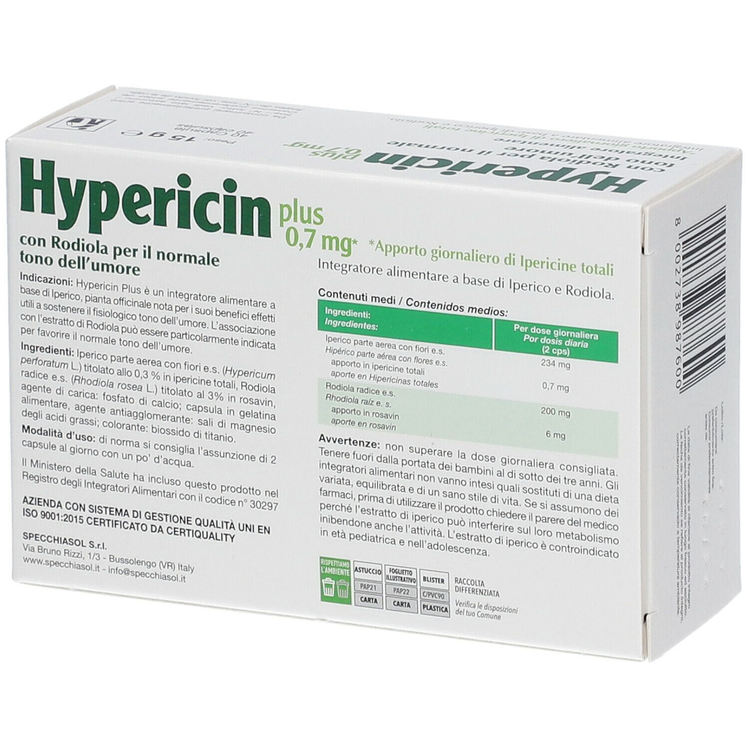 SPECCHIASOL Hypericin Plus