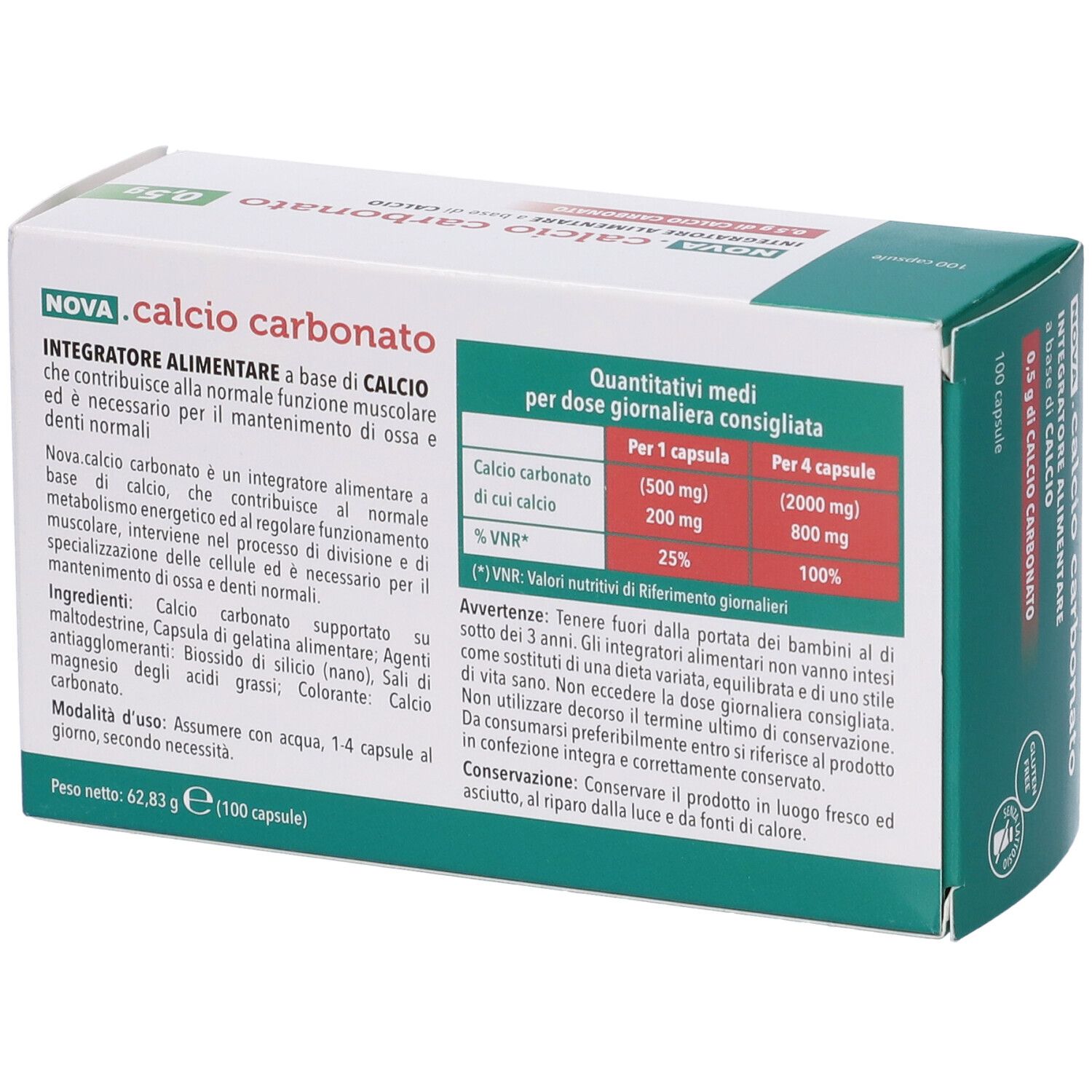 Nova Calcio Carbonato 0,5 G 100 Capsule