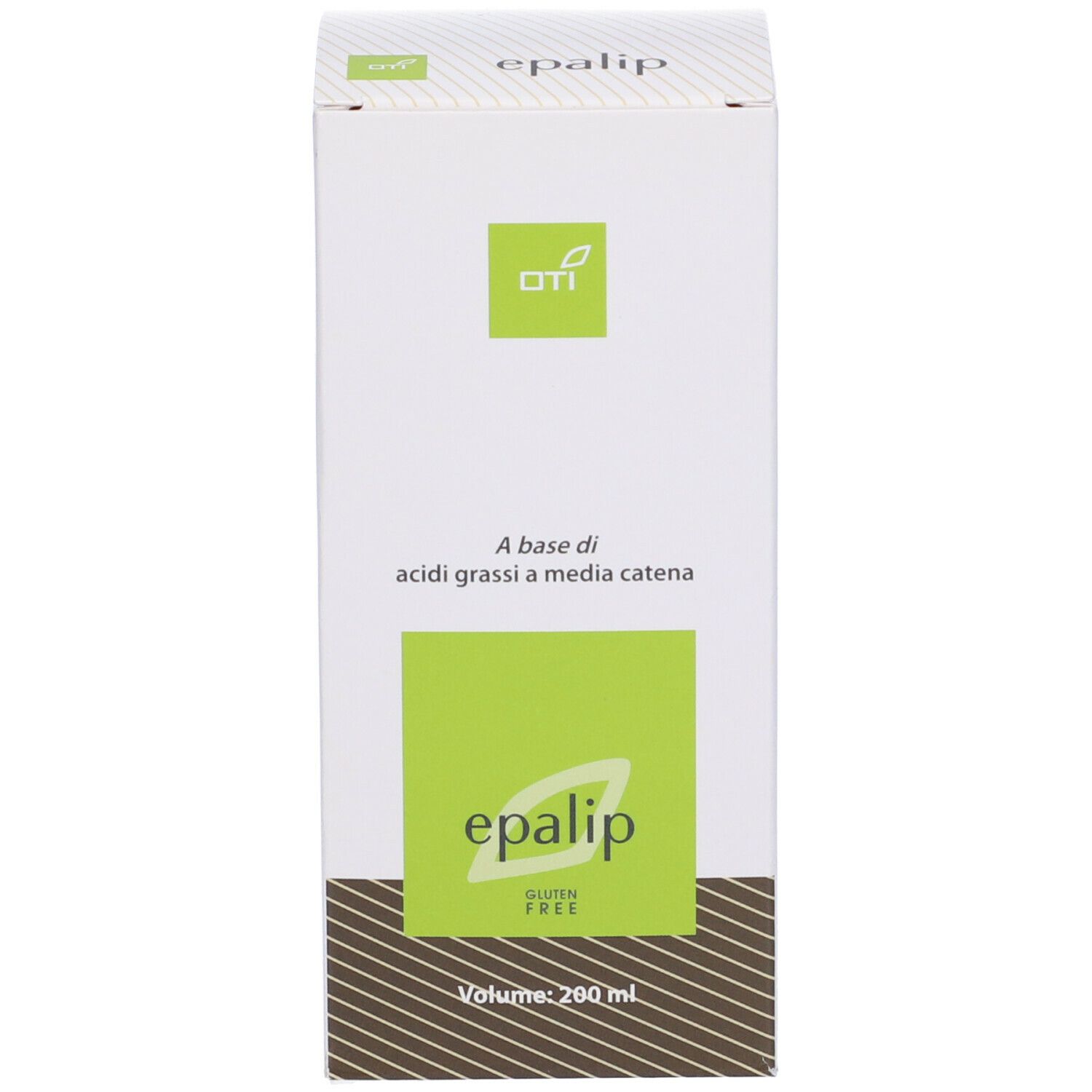 Scatola con logo e testo: EPALIP, senza glutine. Volume: 200 ml.