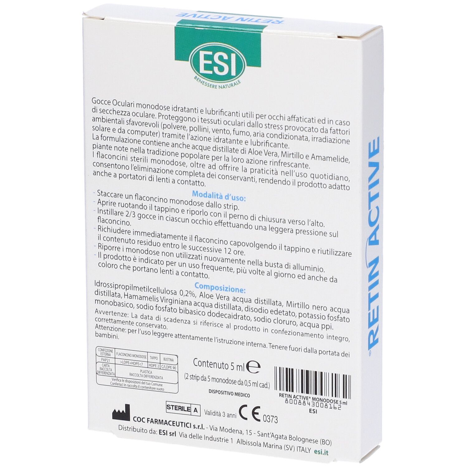 Esi Retin Active Mirtillo Gocce Oculari 10 Flaconcini Monodose Da 0,5 Ml