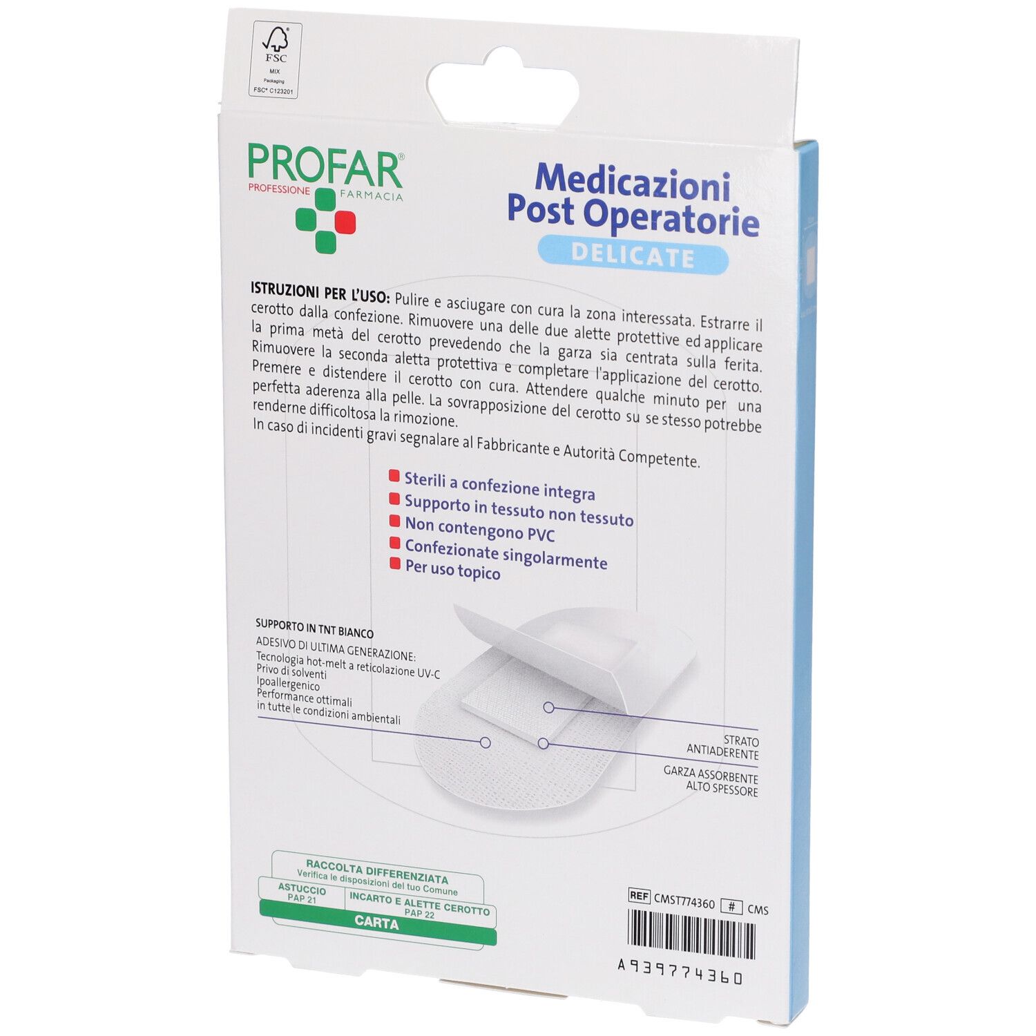 Retro della confezione Profar. Contiene istruzioni per l'uso e informazioni sul prodotto. Mostra gli ingredienti.