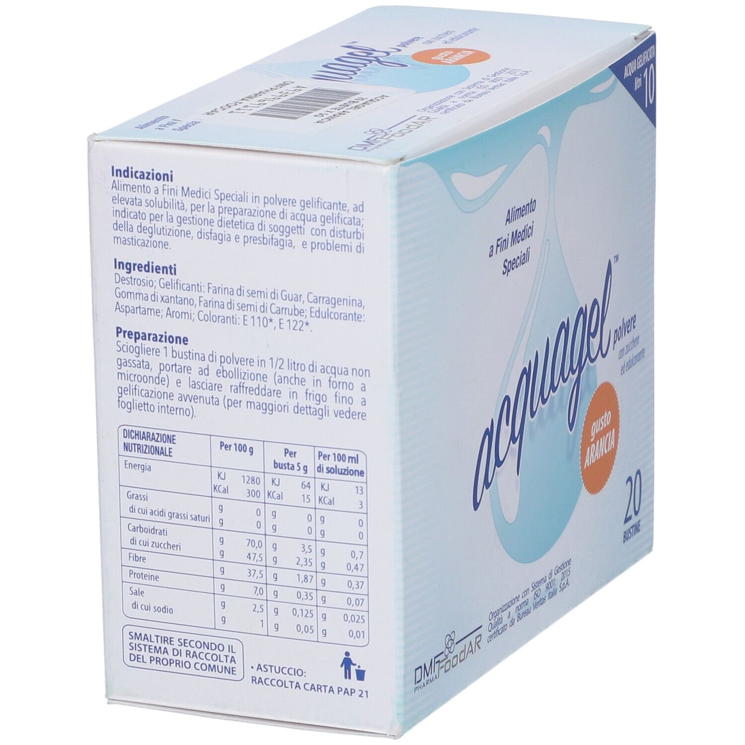 Acquagel Arancia Polvere Addensante 20 Bustine 5 G