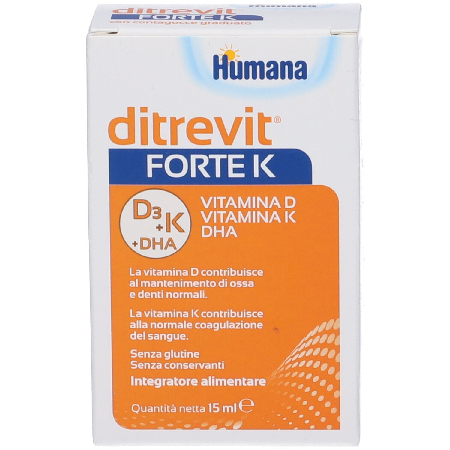 Confezione del prodotto. Scatola con nome del prodotto, ingredienti e informazioni.