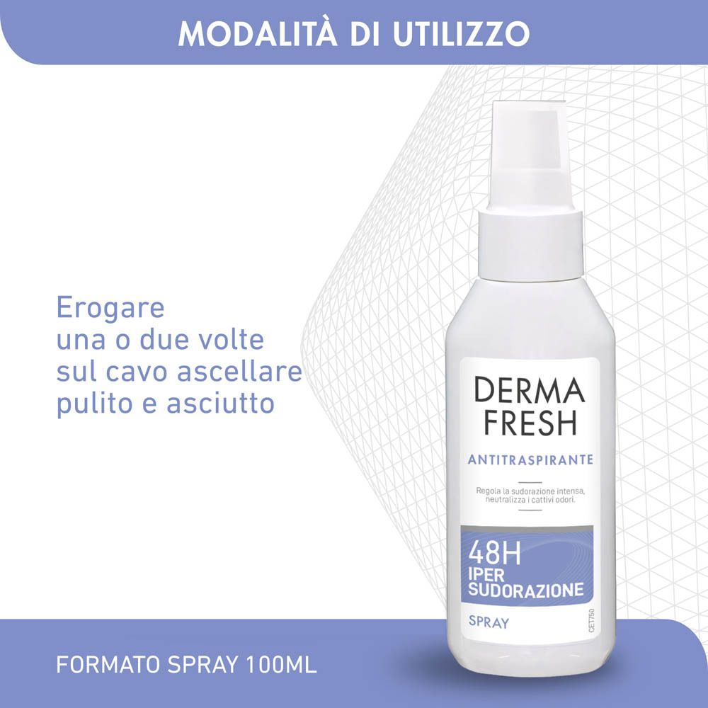 Flacone spray. Modalità d'uso: Erogare una o due volte sull'ascella pulita e asciutta.