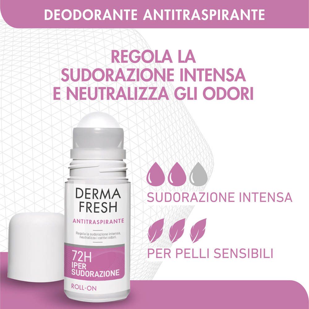 Deodorante roll-on Dermafresh. Antitraspirante. Regola sudorazione e odori. Per pelli sensibili.