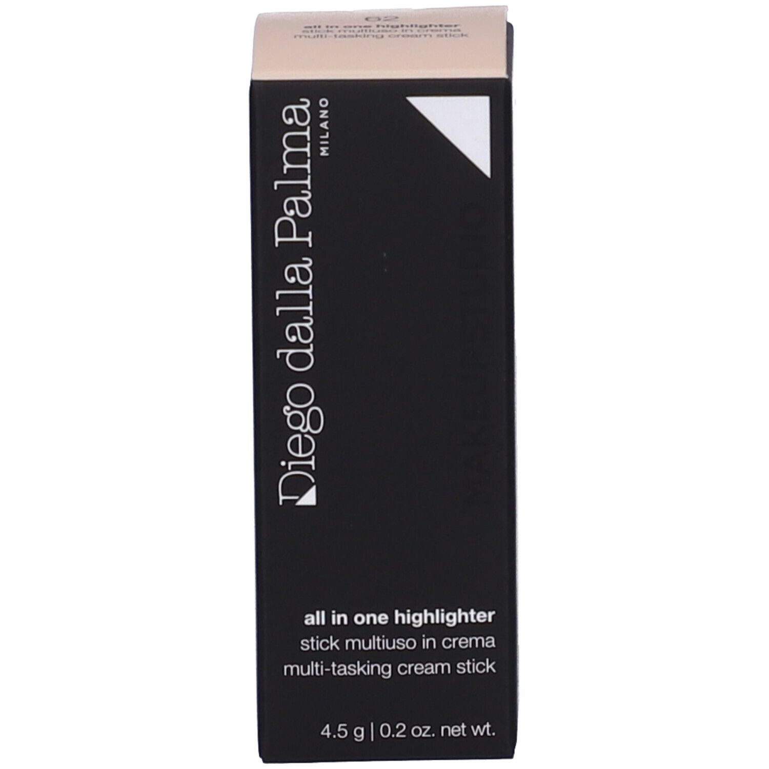 Confezione nera. Scritta: Diego dalla Palma, all in one highlighter, 4.5 g.