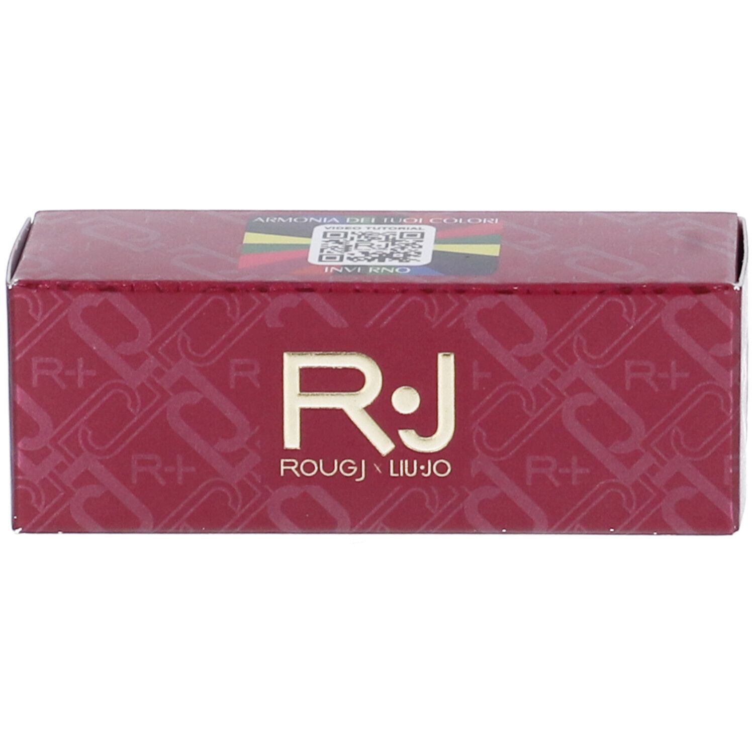 Confezione rossa con logo R.J. ROUGJ x Liu Jo. Scritta: ARMONIA DEI COLORI INVERNO.