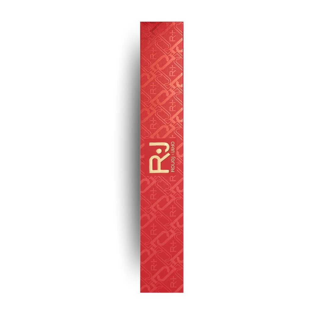 Confezione rossa con logo "RJ" dorato. Motivo ripetuto. Logo "Rougj x Liu Jo".