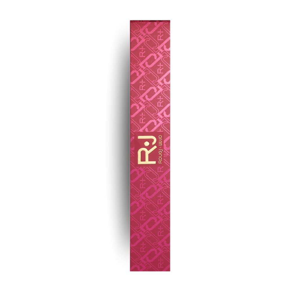 Scatola per eyeliner. Rossa con logo Rj. Scritta dorata. Stampa R+.