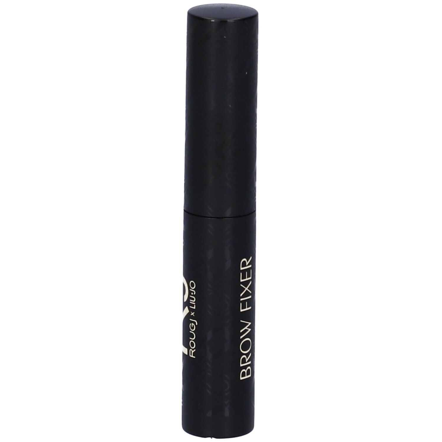 Penna nera con scritta BROW FIXER. Logo R.J. ROUGJ x Liu Jo. Tappo in alto.