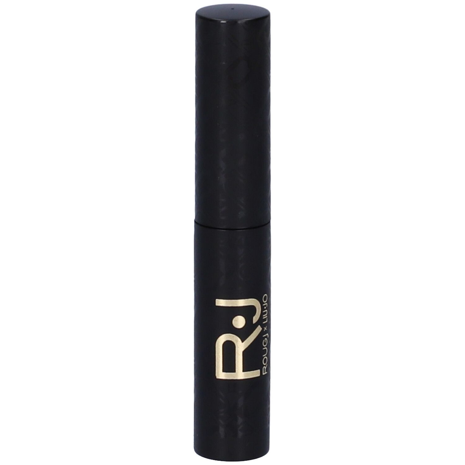 Penna nera con logo dorato R.J. ROUGJ x Liu Jo. Tappo in alto. Scritta sulla penna.