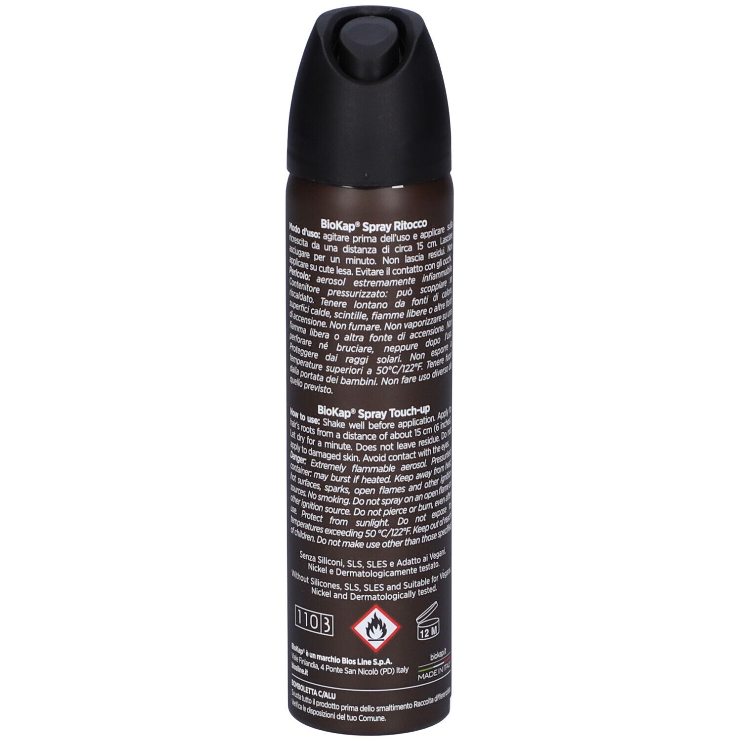 Bios Line  Biokap Nutricolor Delicato Spray Ritocco Castano Mogano 75 Ml