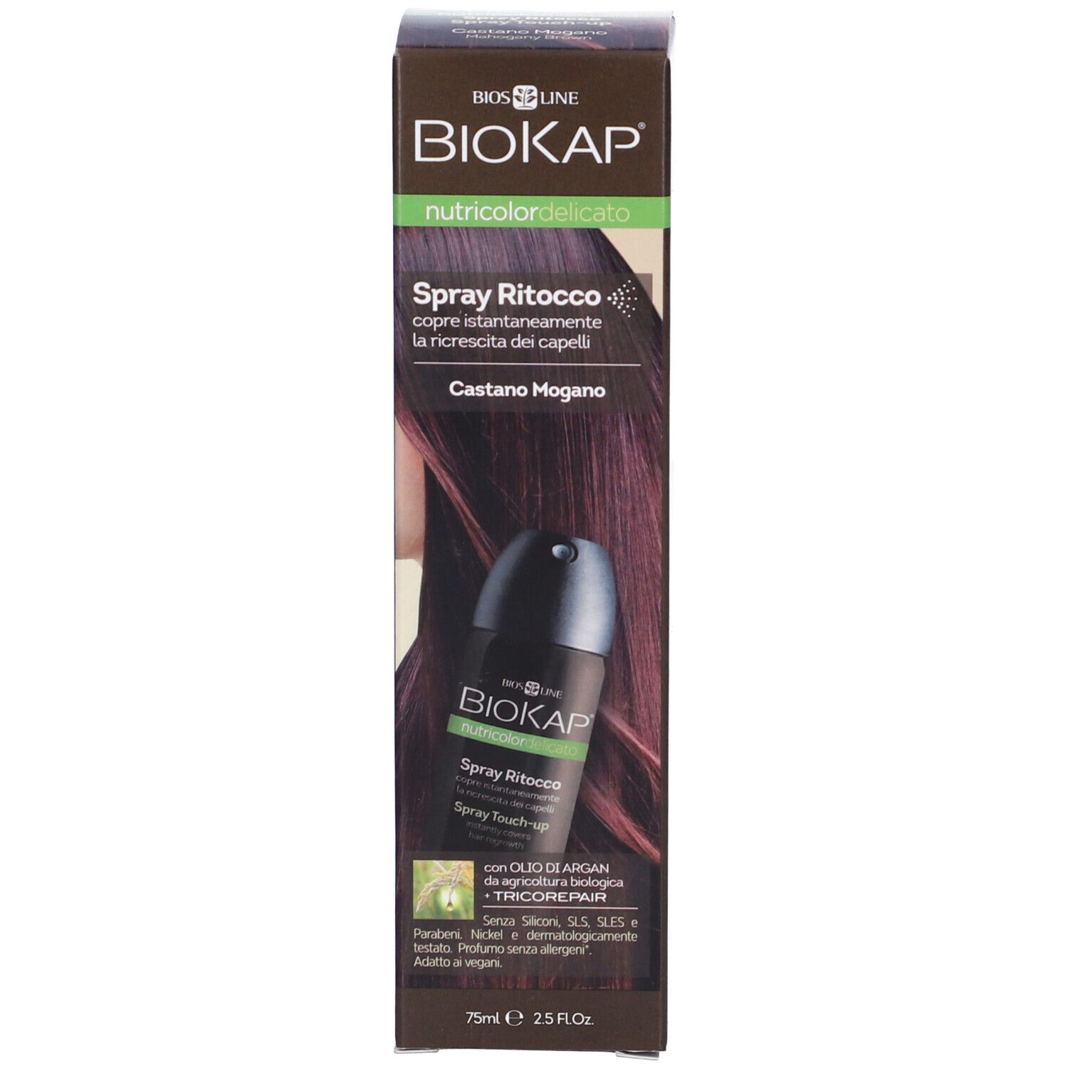 Bios Line  Biokap Nutricolor Delicato Spray Ritocco Castano Mogano 75 Ml