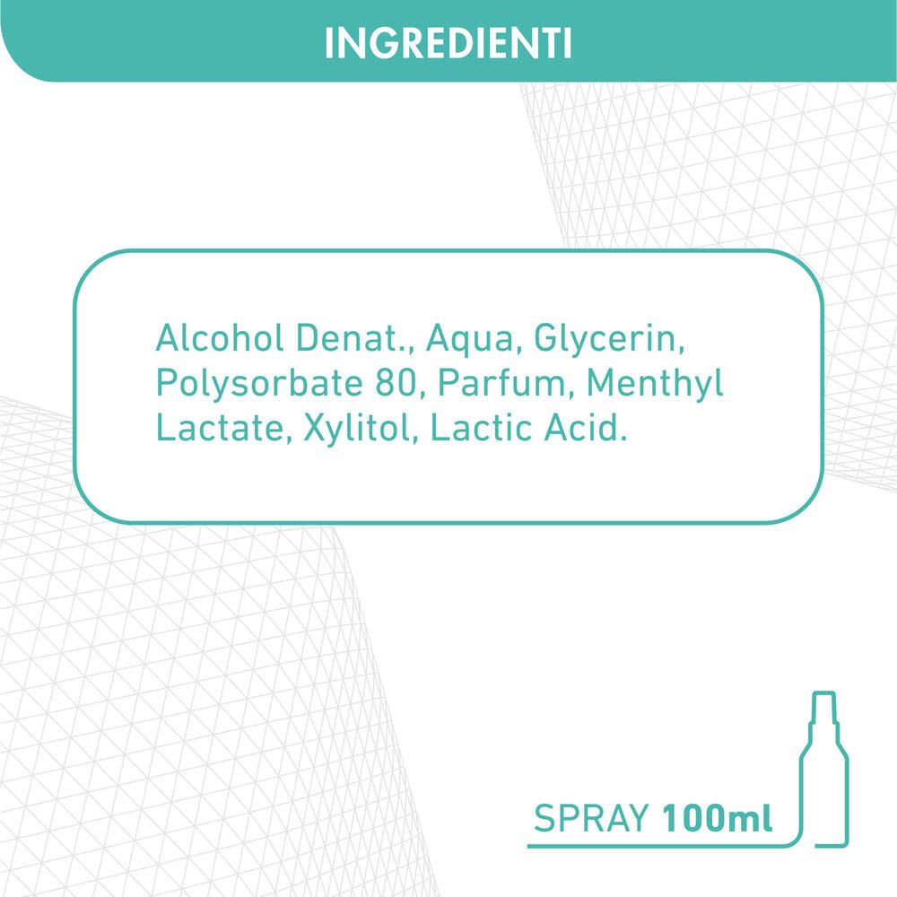 Elenco degli ingredienti dello spray deodorante. Flacone da 100ml.
