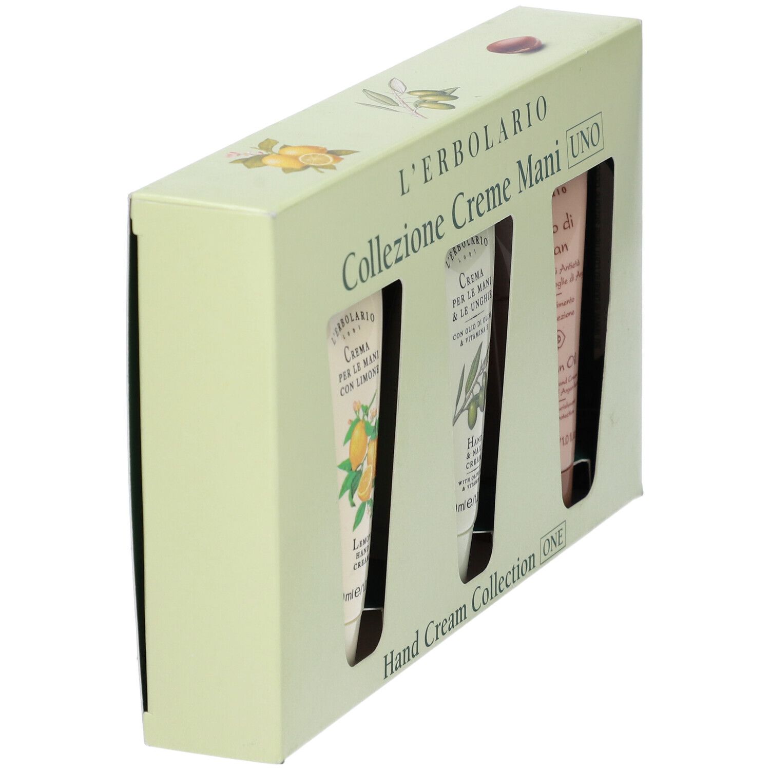 Creme Mani Uno Collezione Con Crema Mani Limone 30 Ml + Crema Mani E Unghie Olio D'Oliva 30 Ml + All'Olio Di Argan Crema Mani 30 Ml