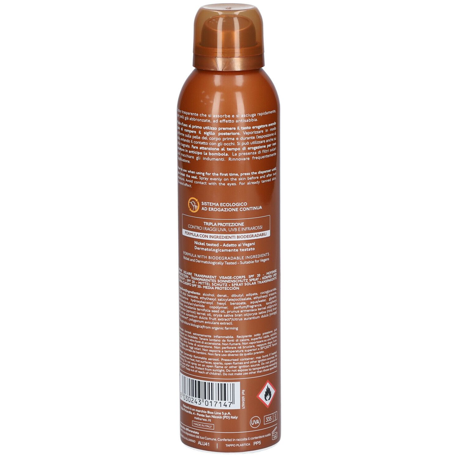 NATURE'S iSolari Solare Spray Trasparente SPF 20