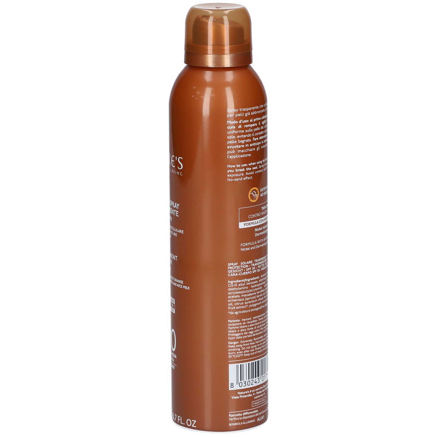 NATURE'S iSolari Solare Spray Trasparente SPF 20