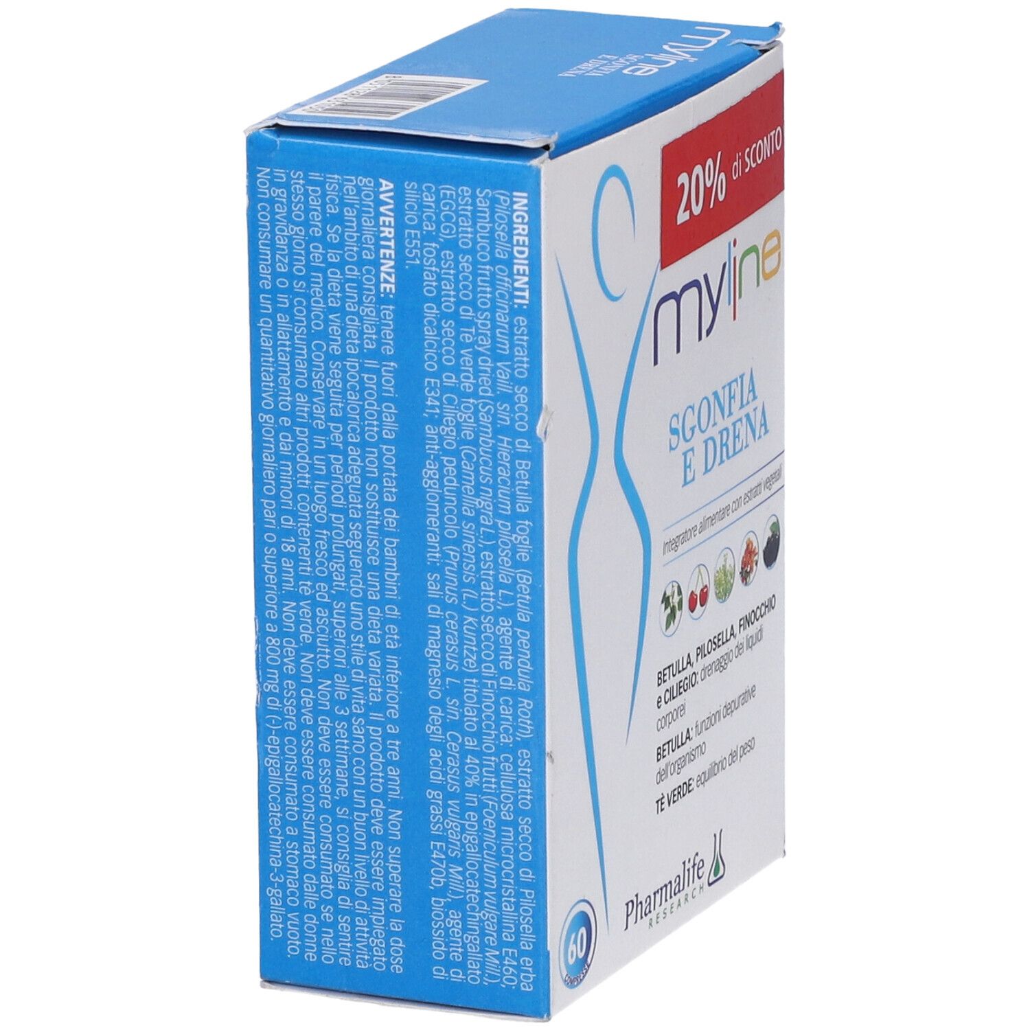 Scatola My Line Sgonfia E Drena. Ingredienti e avvertenze.