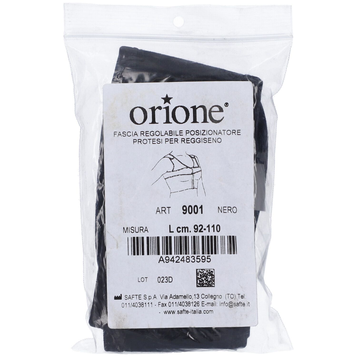 Orione 9001 Fascia Regolabile Posizionatore Protesi Per Reggiseno 9652 Nero L