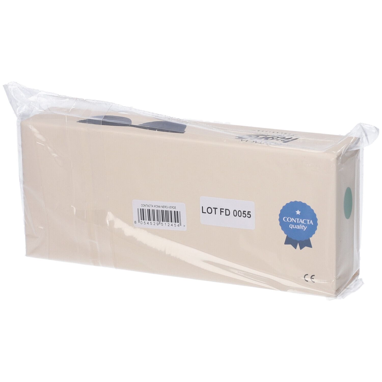 Confezione con etichetta "CONTACTA quality" e marchio CE. Confezionato in plastica.