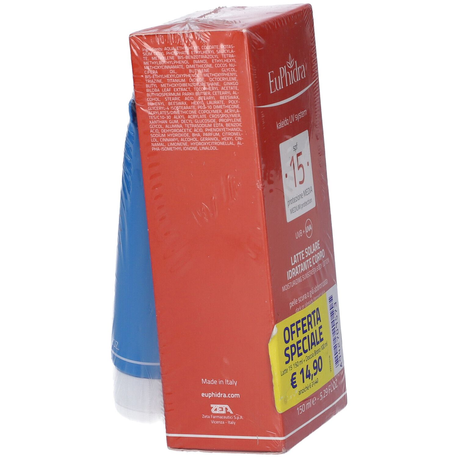 Euphidra Uv System Latte Solare 15 Corpo 150 Ml + Doccia Bronze