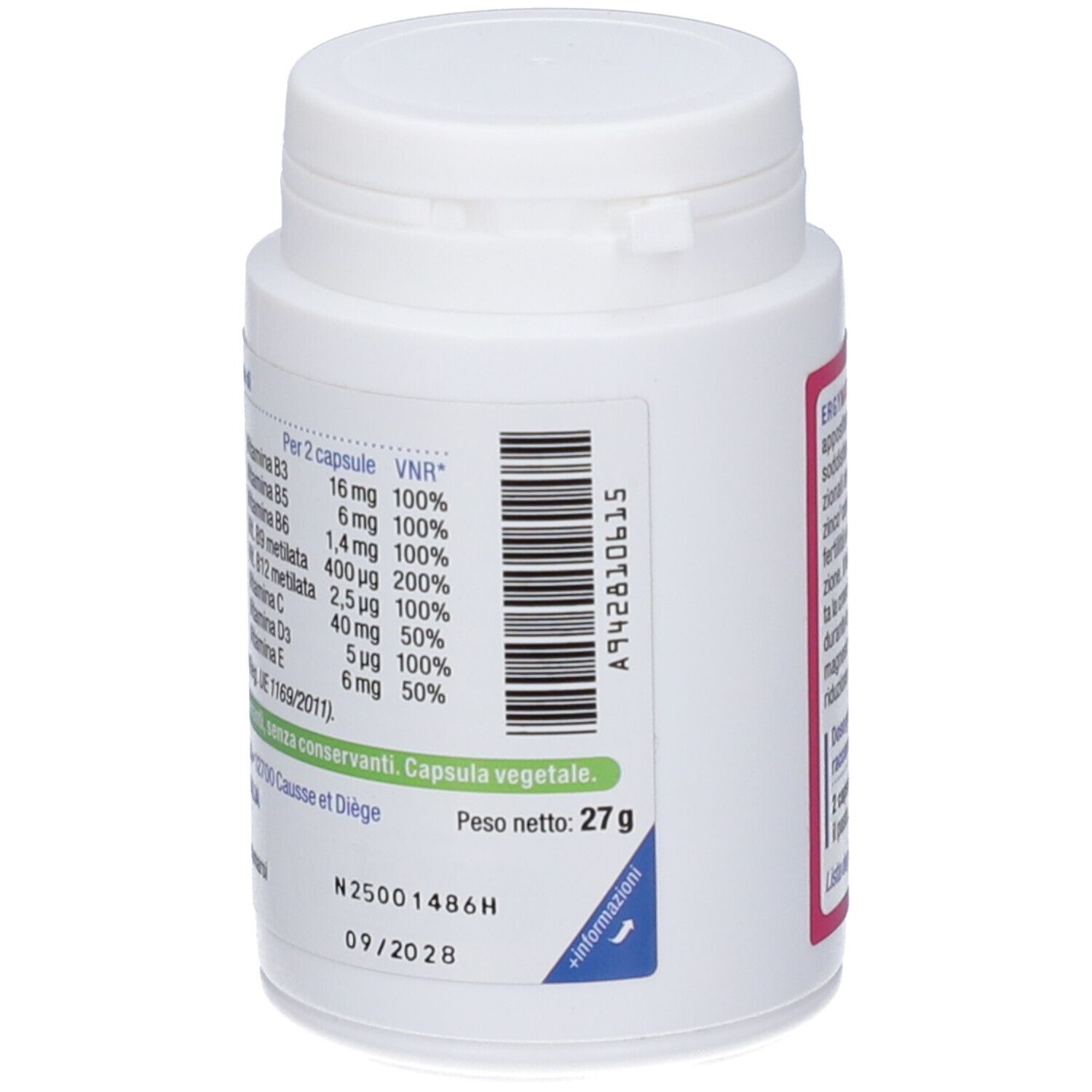 Contenitore bianco con coperchio bianco, 27g.